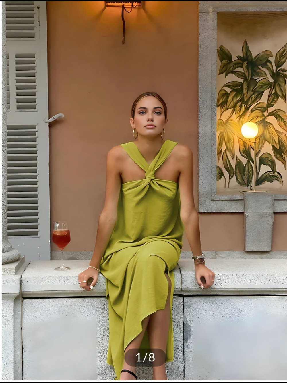 Commense Cross Halter Split Long Dress